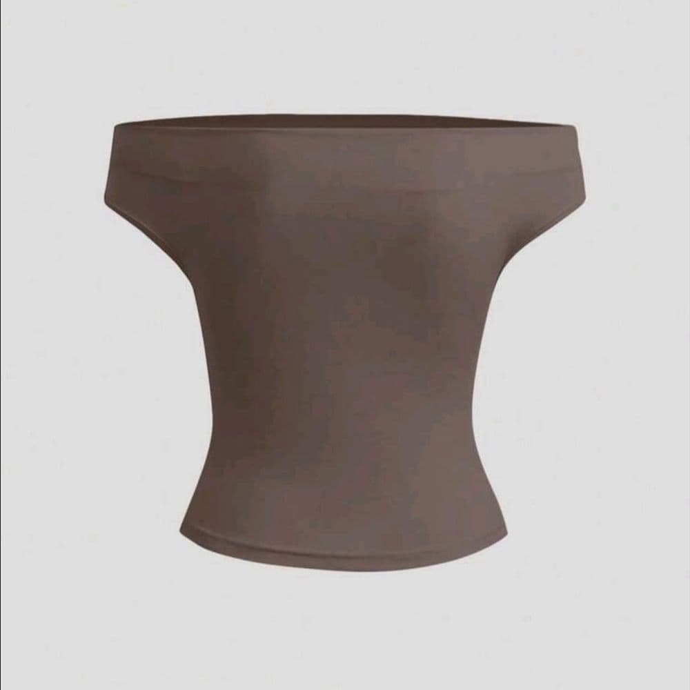 Top talle plus 1XL, hombros descubiertos, marron y beige