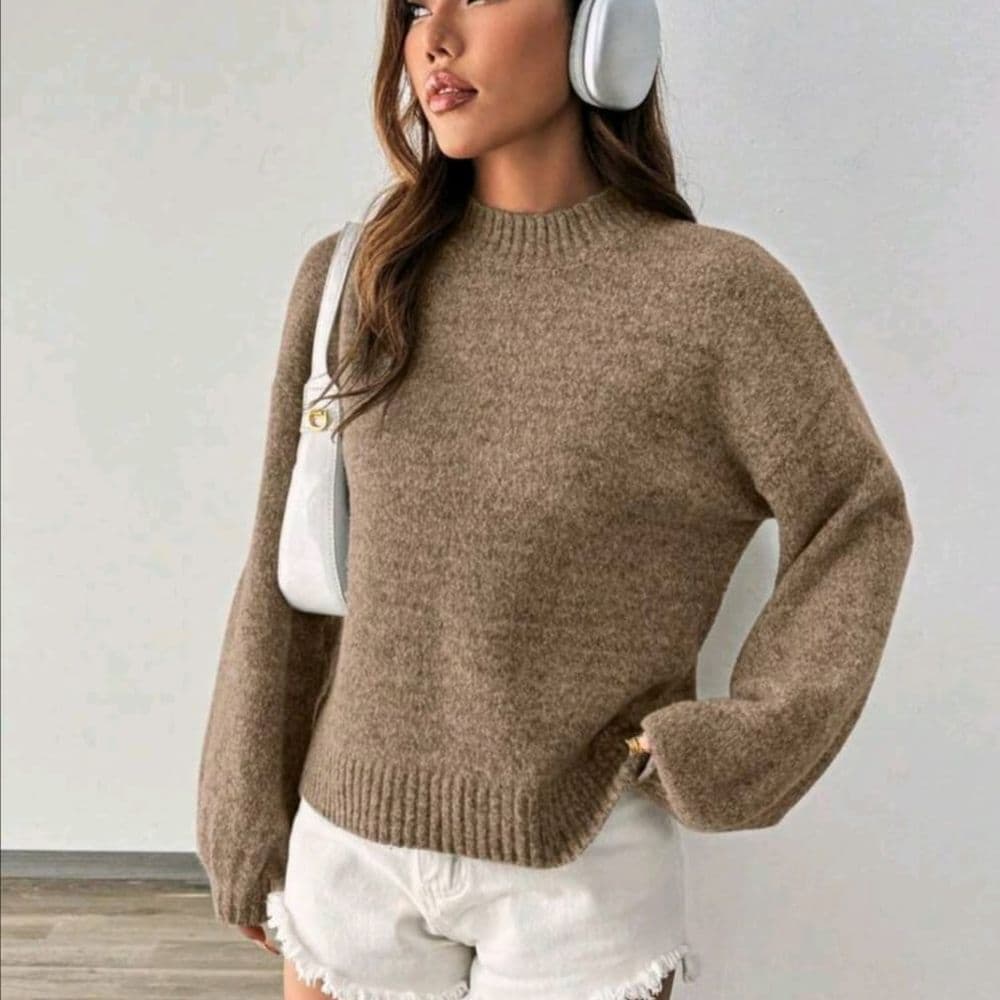 SWETER de cuello alto de manga larga de ajuste holgado
