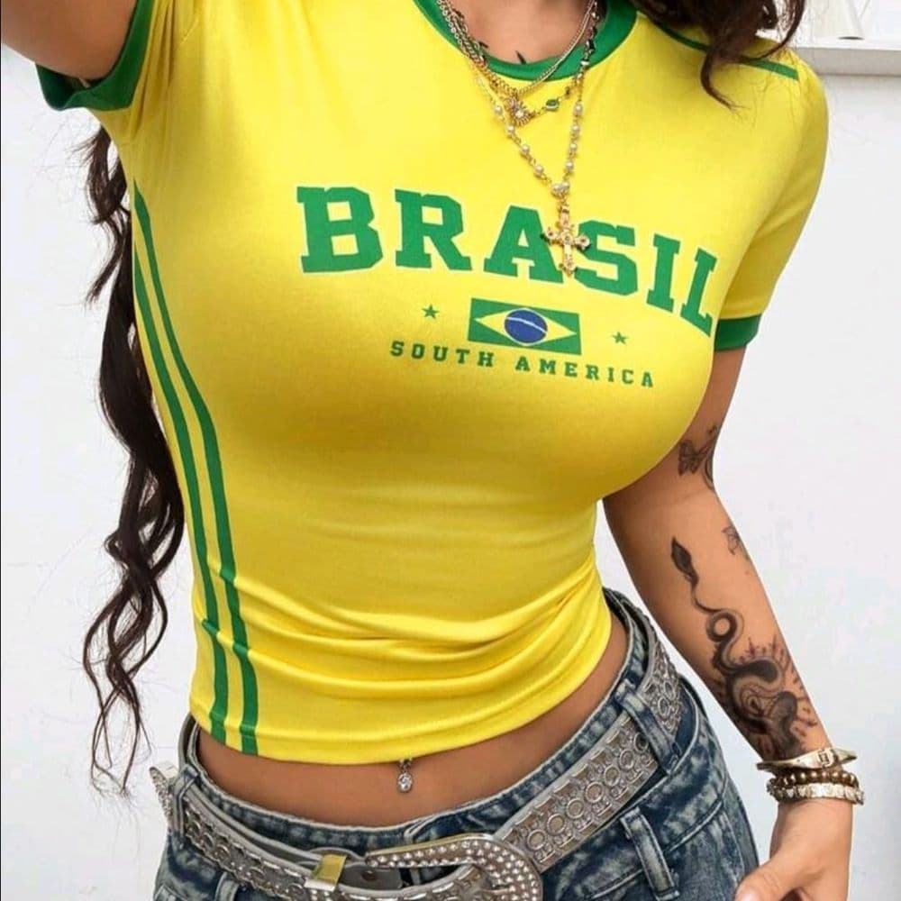 CAMISETA AMARILLA BRASIL TALLES XP,M,G