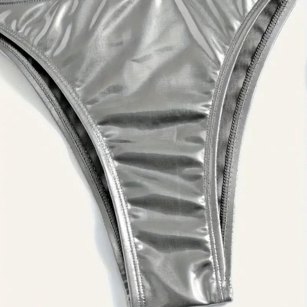 BIKINI 2 PIEZAS METALIZADO PLATEADO TALLE G