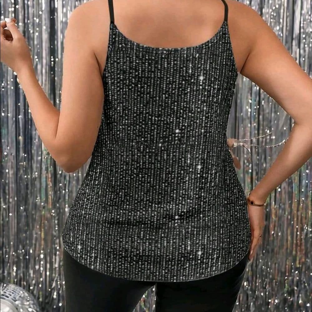 BLUSA LENTEJUELAS NEGRO Y PLATEADO 2XL
