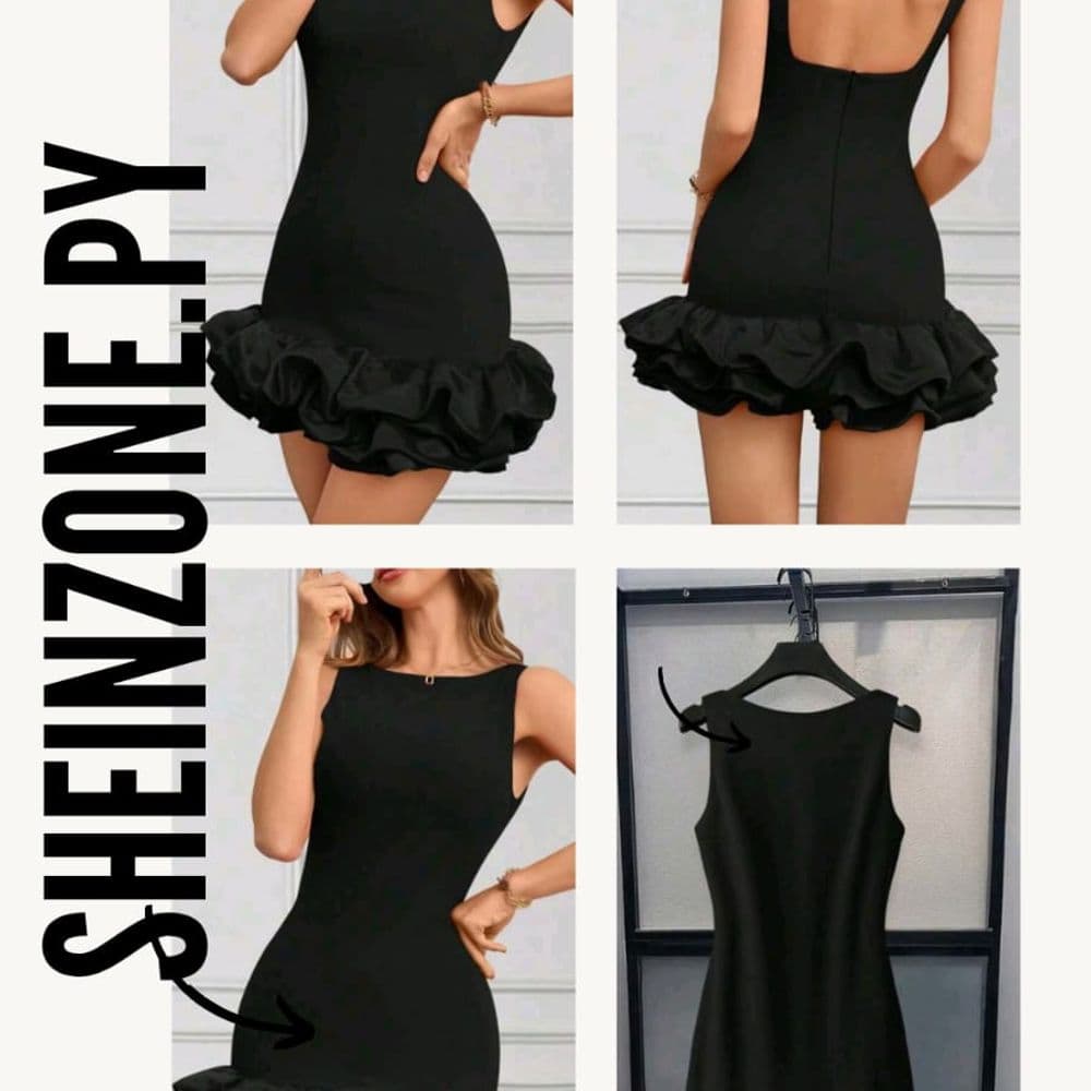 VESTIDO MINI AJUSTADO CON VOLANTES EN EL BAJO TALLE L