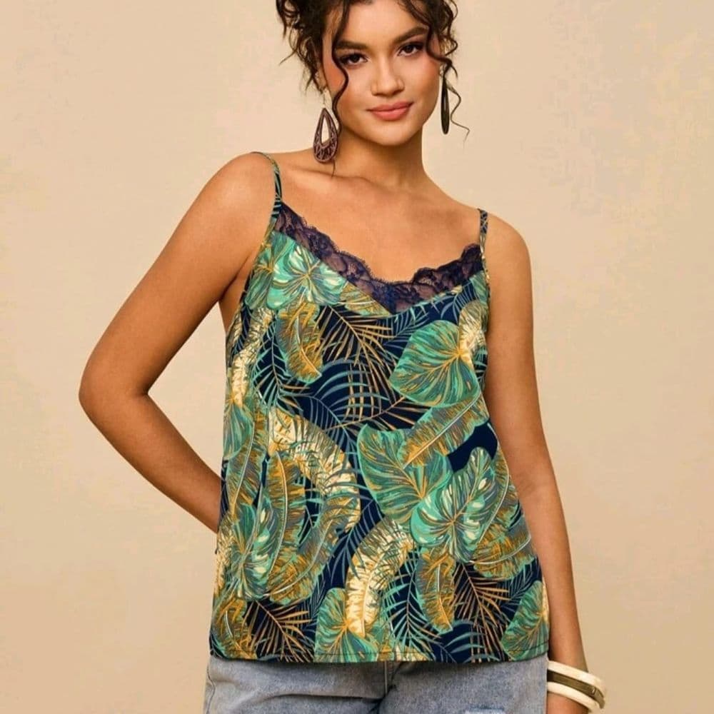 BLUSA TIRANTES ESTAMPADO SELVA TALLE 1XL