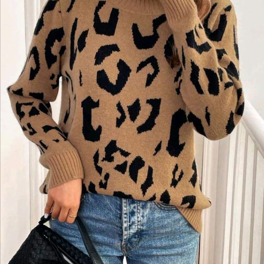 SHEIN LUNE SWETER tejido con estampado de leopardo