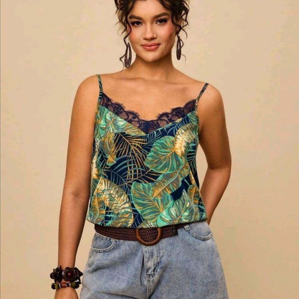 BLUSA TIRANTES ESTAMPADO SELVA TALLE 1XL