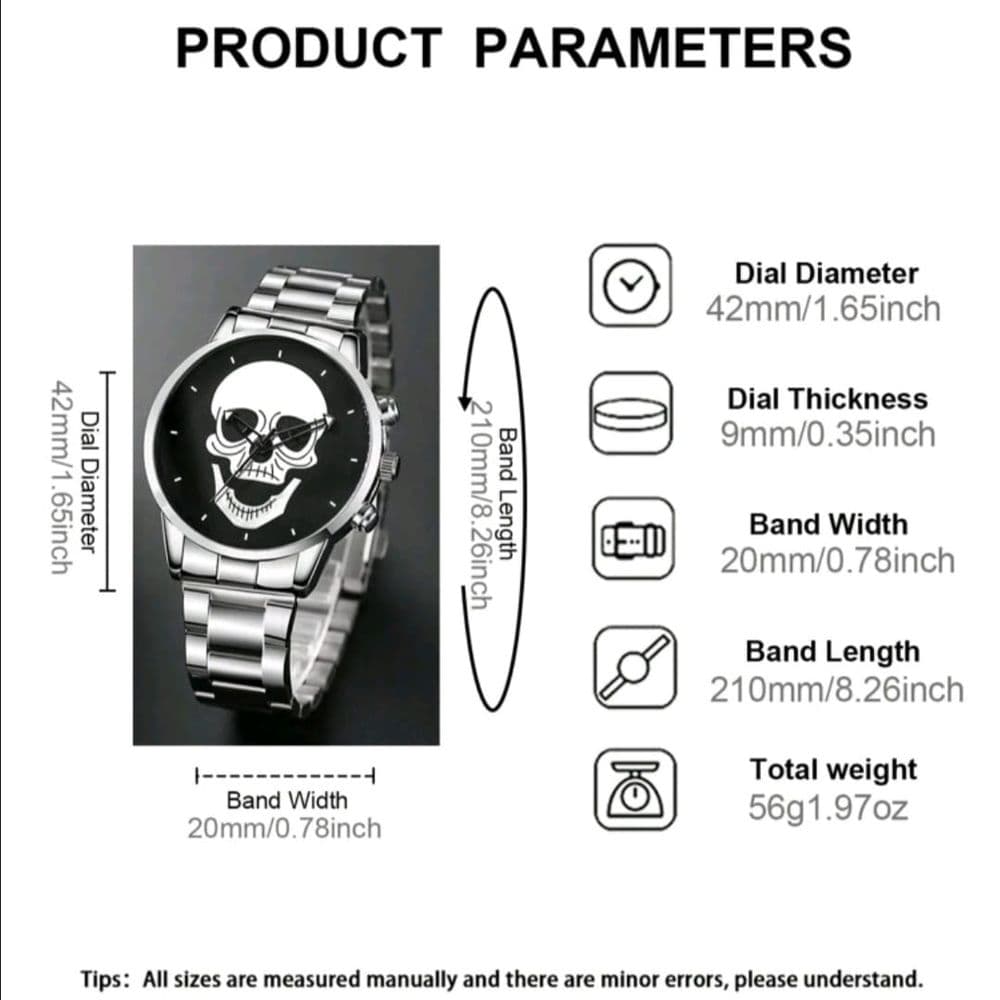 SET RELOJ ACERO INOX CALAVERA