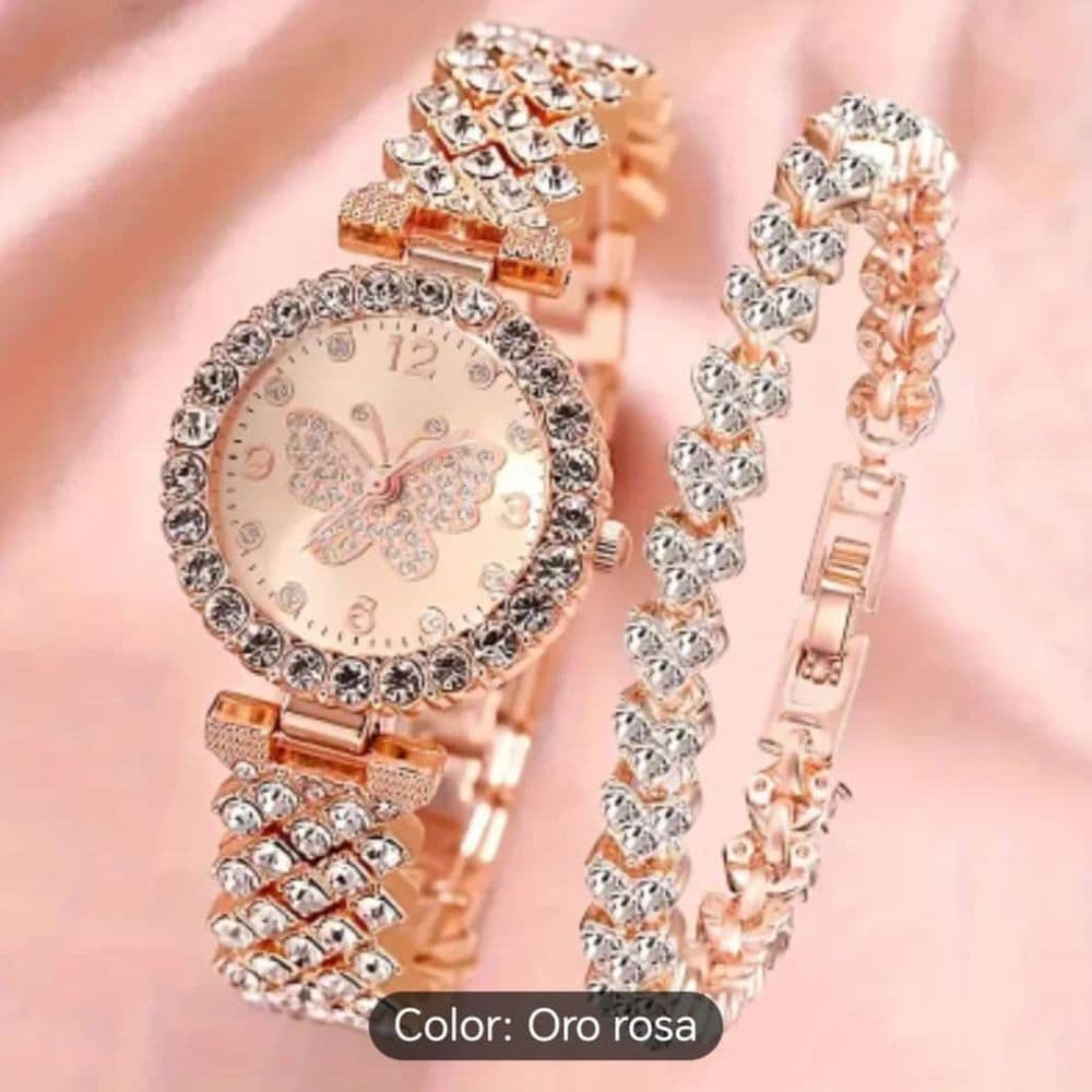 SET DE RELOJ BUTTERFLY GOLD ROSÉ.
