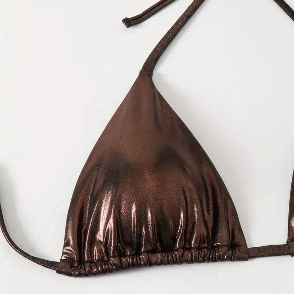 BIKINI 2 PIEZAS MARRON COBRE METALIZADO TALLE P